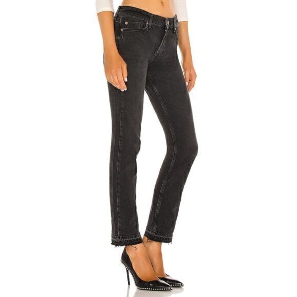 NWT We The Free Cuffed Slim Boyfriend Jean in Faded Black Free People SIZE 24